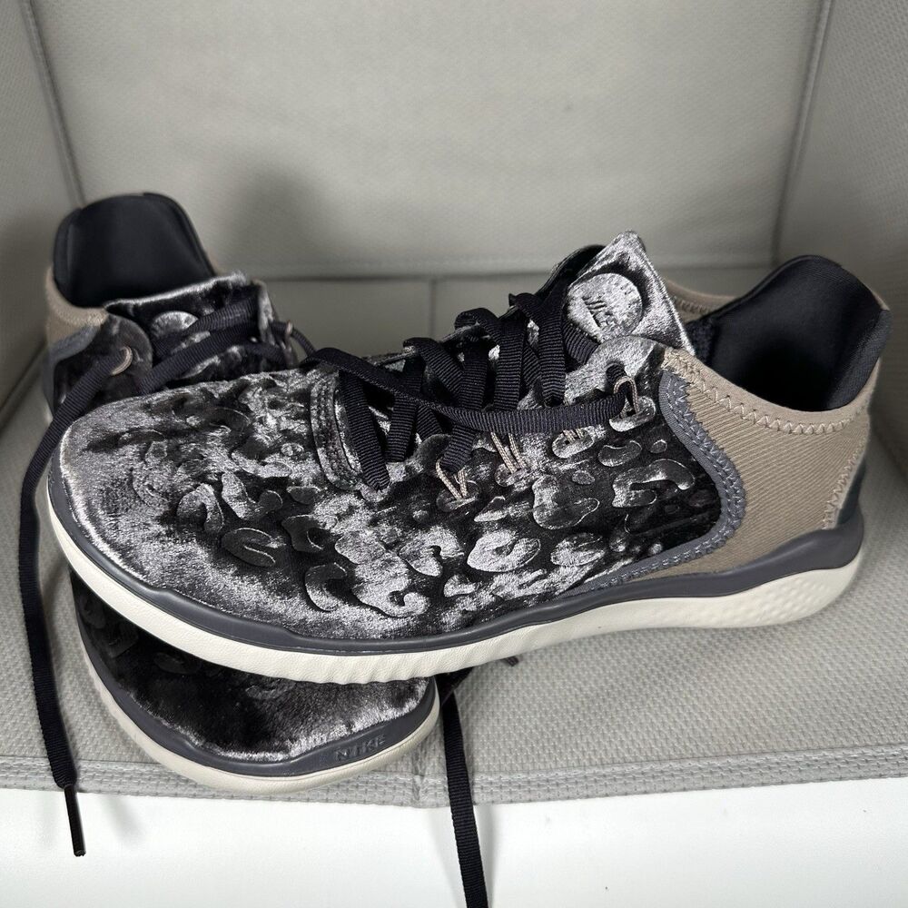Nike Free RN 2018 Women's 7 Wild Velvet Athletic Shoes - Oil Grey/Mink Brown